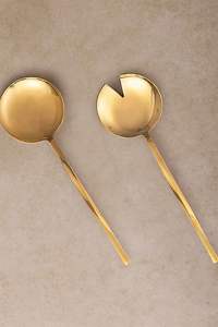 Couverts de service à salade en métal fini brillant nouveau style moderne fait main pour servir les légumes - Product Image 3