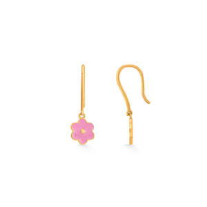 ต่างหูแบบห่วงและแบบกอดหูรุ่น Sweet Daisy ทำจากทองเหลืองชุบทองประดับเพทายและมุก - Product Image 5