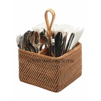 Porte-couverts en rotin antique le mieux conçu pour ranger soigneusement les fourchettes, les cuillères et les couteaux dans la cuisine et la salle à manger