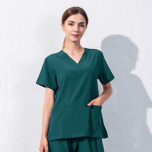 Ropa médica de moda Estiramiento Venta al por mayor Manga corta Uniformes Lavable Tela suave Enfermera Scrubs Hospital Uniforme - Product Image 4