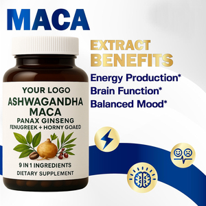 Premium Organik Az Yağlı Maca Aşvaganda <span class=keywords><strong>Ginseng</strong></span> Kapsülleri |   9'u 1 Arada Bitkisel Karışım |   GDO'suz Vegan Enerji Takviyesi - Product Image 3