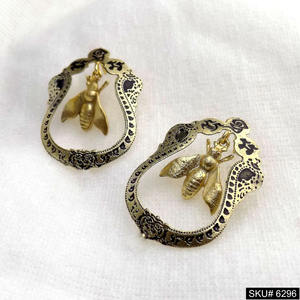 Impresionantes pendientes de piedras preciosas geométricas de Latón chapado en oro de 18 quilates, joyería de tuerca de estilo Vintage de moda para compromiso o regalo - Product Image 2