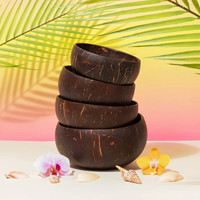 Bol en noix de coco naturel fait main réutilisable, écologique, végétalien, décoration de cuisine pour les bols d'açai, les smoothies