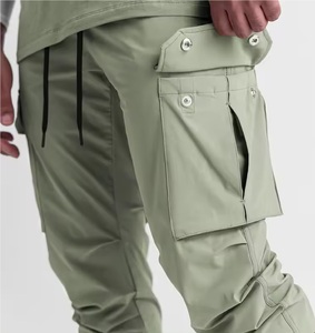 Pantalon de jogging 100% coton de haute qualité pour hommes taille élastique décontracté Cargo Flare Design respirant grande taille Fitness automne - Product Image 4