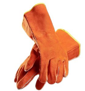 Guantes de cuero antideslizantes de 35CM, color rojo y blanco, para trabajo pesado, guantes protectores, función anticorte, guantes de soldadura antideslizantes de alta temperatura - Product Image 1