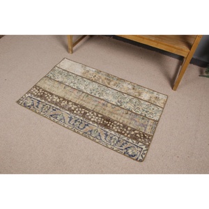 Alfombra de 2.4x3.8 pies, Alfombra Turca Vintage Pequeña, Alfombra de Lana Azul - Product Image 2