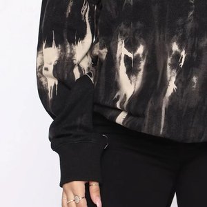 Sweat à capuche Tie Dye surdimensionné avec logo personnalisé avec style décontracté de haute qualité 100% coton sweat à capuche à épaules tombantes pour femmes 2025 - Product Image 6