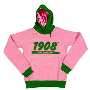Sudadera con Capucha AKA Pink 1908 Unisex, Bordado con Letras Griegas, Felpa Suave, Estilo Casual Urbano, Ajuste Premium - Product Image 1