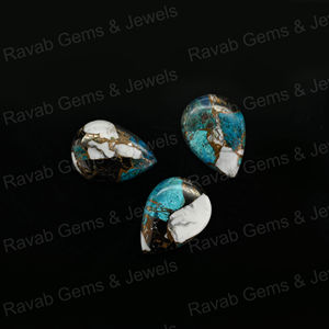 Top raro 16x22mm Búfalo Blanco Kingman turquesa forma de pera cabujón pulido a mano piedra suelta para la fabricación de joyas finas - Product Image 5