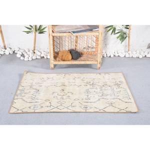 Tapis Turc Vintage Moderne 2.1x3.1ft Beige Noir Patchwork Design Rectangle Classique pour Vivre pour Adolescents Laine Polyester Latex - Product Image 1