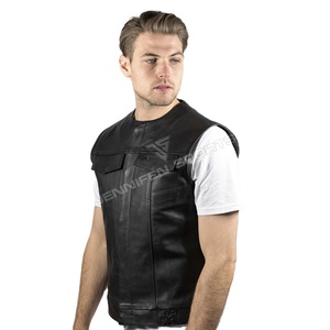 Gilet en cuir pour moto unisexe, design personnalisé, coupe-vent, respirant, options de tailles plus grandes pour l'été et l'hiver, service OEM/ODM - Product Image 1