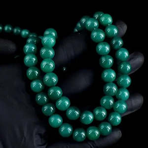 Collier de perles de qualité AAA+ à 2 brins de forme ronde en émeraude verte 620,00 carats Bijoux Cus-Jew45 - Product Image 3
