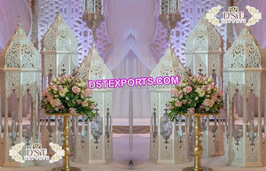 Lámparas blancas de estilo marroquí para decoración de escenario, lámparas de FRP de color blanco para boda india - Product Image 4