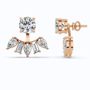 คลัสเตอร์ต่างหูสตั๊ดเพชรสำหรับปลูกในห้องแล็บแบบหลายรูปทรงขนาด14K เครื่องประดับเจ้าสาวสีทองล้วนสำหรับงานแต่งงาน - Product Image 4