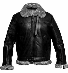 Veste véritable en peau de mouton brune pour hommes de qualité supérieure Style décontracté Bomber fourrure vente chaude hiver ODM fermeture à glissière en relief non tissé - Product Image 1