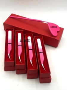 Pince à épiler professionnelle en acier inoxydable style dauphin, double couleur, revêtement poudré, pour extensions de cils, avec miroir en forme de cœur - Product Image 2