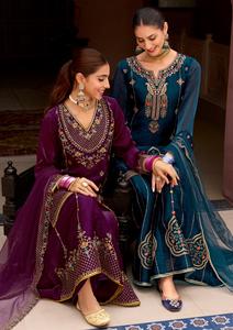 Beau costume palazzo en soie traditionnel pour femmes avec broderie et travail à la main pour les mariages, les fêtes et tous les événements - Product Image 3