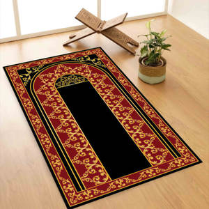 Alfombra de Oración Roja: Elegante Alfombra Musulmana para el Adoración, Decoración para Mezquita, con Pelo Suave - Product Image 4