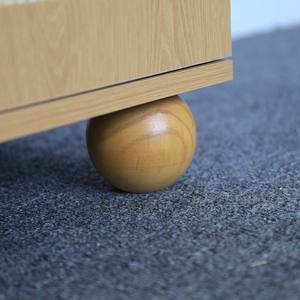 Buffet <span class=keywords><strong>en</strong></span> bois naturel avec portes <span class=keywords><strong>en</strong></span> rotin cintrées Étagères réglables Pieds ronds pour le rangement de l'entrée du salon - Product Image 3