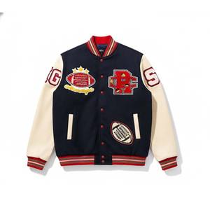 Veste d'hiver unisexe matelassée à col montant, style rétro, color block, streetwear décontracté, mode urbaine, cuir - Product Image 1