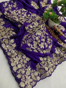 ผ้าส่าหรีผ้าไหมลาย rangoli สำหรับงานแต่งงานงานปาร์ตี้งานปาร์ตี้งาน pooja Diwali Sadi Sari Sari ขายส่งตามเทศกาล - Product Image 3