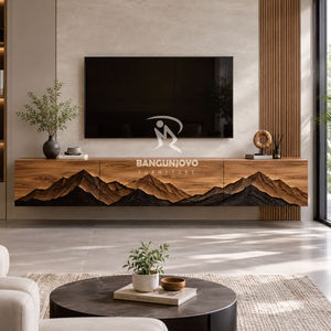 Modern Floating <b>TV</b> <b>Cabinet</b> Solid <b>Wood</b> Mountain Design Wall Mounted Entertainment Center - Product Image 1