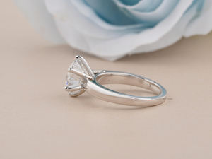 Bague de fiançailles en diamant Moissanite de coupe ronde de couleur D impeccable à six broches Solitaire bande en argent poli pour femmes bagues en pierres précieuses - Product Image 3