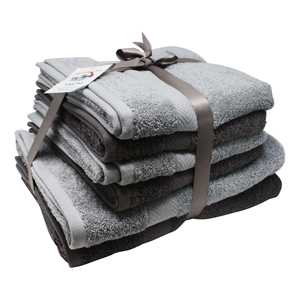 Juego de 6 Toallas de Algodón de Secado Rápido en Gris Claro y Antracita, Técnica de Jacquard Bordado, Alta Resistencia del Color, para Uso en Casa y Spa - Product Image 5