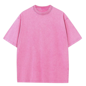 เสื้อยืดคอตตอนทรงโอเวอร์ไซส์แบบฟอกสีสไตล์วินเทจสำหรับผู้ชาย เสื้อยืดคอตตอน 100% แขนสั้นแบบฟอกสีสำหรับผู้ชาย - Product Image 2