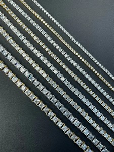 Iced Out ดาวนางฟ้าเงินสแควร์เจ้าหญิงตัด Moissanite เพชรเทนนิสสร้อยคอเครื่องประดับฮิปฮอปเครื่องประดับที่กําหนดเอง - Product Image 5