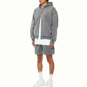 Ventes en gros de sweats à capuche personnalisés en coton 100% pré-rétréci, fermeture éclair bidirectionnelle, double capuche, sweats à capuche lavés pour hommes - Product Image 3