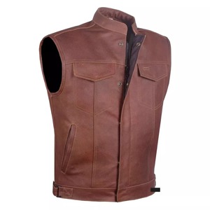 Chaleco de cuero genuino para motorista, prenda de cuero Original para motocicleta, maximiza el desgaste - Product Image 1