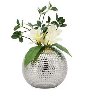 Vente en gros de vase à fleurs en aluminium avec finition en nickel martelé de riz fait à la main pour la maison et le jardin vase à fleurs décoratif - Product Image 2