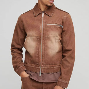 <b>Acid</b> <b>Wash</b> Heavyweight <b>Denim</b> Work <b>Jacket</b> Vintage Motorcycle Style Front Chest Pocket Men Fashion <b>Jacket</b> Wholesale - Product Image 1