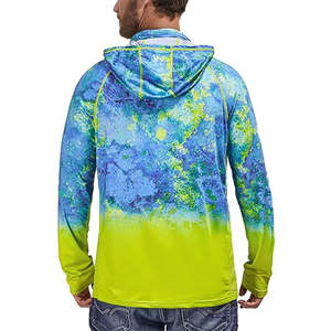 Sublimación Impresión Ropa de pesca Ropa deportiva 100% Poliéster Spandex UPF Protección solar Manga larga Rendimiento Pesca con capucha - Product Image 4