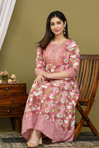 Robe longue de qualité supérieure séquence broderie travail côté Dori Handloom fabricant indien - Product Image 6