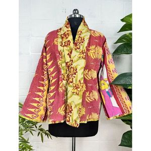 Vintage <b>Kantha</b> Stitch Dori <b>Jacket</b> One-of-a-Kind Handstitched Boho Chic Reversible Short Coat Patchwork Decoration for Spring - Product Image 4