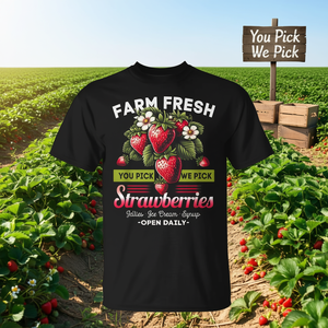 T-Shirt Vintage 'Farm Fresh Strawberries' per Agricoltori di Fragole, T-Shirt Promozionale - Product Image 3