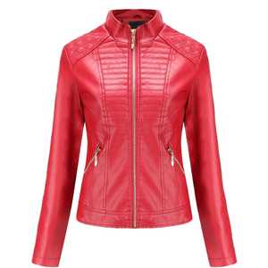 Veste en cuir noir printemps automne veste de motard pour femmes manteau en cuir pour femmes de bonne qualité veste en simili cuir pour femmes personnalisée - Product Image 5