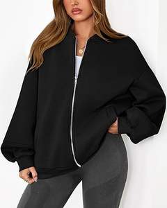 Sweat-shirts à fermeture éclair surdimensionnés de haute qualité pour femmes, vestes décontractées à manches longues, vêtements d'extérieur pour l'hiver avec service OEM - Product Image 1