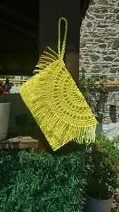 Bolso de Mano de Ganchillo de Paja Amarilla Oscura con Borlas, Bolsa de Papel Rafia, Bolso de Verano para Mujer - Product Image 6