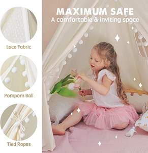 Tenda pieghevole portatile per bambini, in legno morbido, con tasca interna per interni, tenda giocattolo da gioco per interni ed esterni - Product Image 2