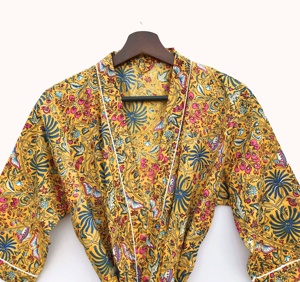 New Arrival Safari Print Cotton Kimono Woman Bath Robe Shower Robe <b>House</b> Coat Robe for Women - Product Image 3