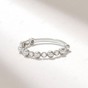 Bandas a juego de apilamiento de diamantes reales minimalistas Alianza de boda de diamantes naturales de oro sólido de 14K a precio de fabricante Anillos de joyería - Product Image 3