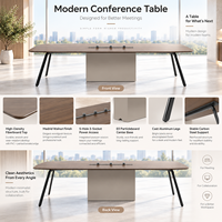 Table de salle de réunion exécutive avec pieds en aluminium moulé sous pression et structure en acier au carbone pour salle de réunion d'entreprise