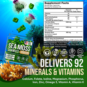 Etiqueta privada Vegano 60 cuentas Seamoss y Bladderwrack Gummies Sea Moss - Product Image 2
