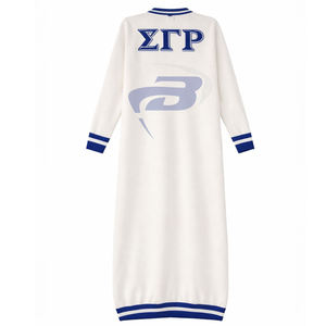 DST Sorority Winter <b>Long</b> <b>Cardigan</b> Duster Sweater Royal Blue Accents Front Embroidered for Logo Full-<b>Length</b> - Product Image 3