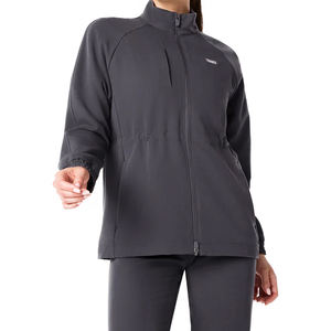 2025 chaqueta de fregado Alberta para mujer, uniforme médico, ropa de trabajo ligera con cremallera, chaqueta de enfermería con logotipo personalizado - Product Image 1