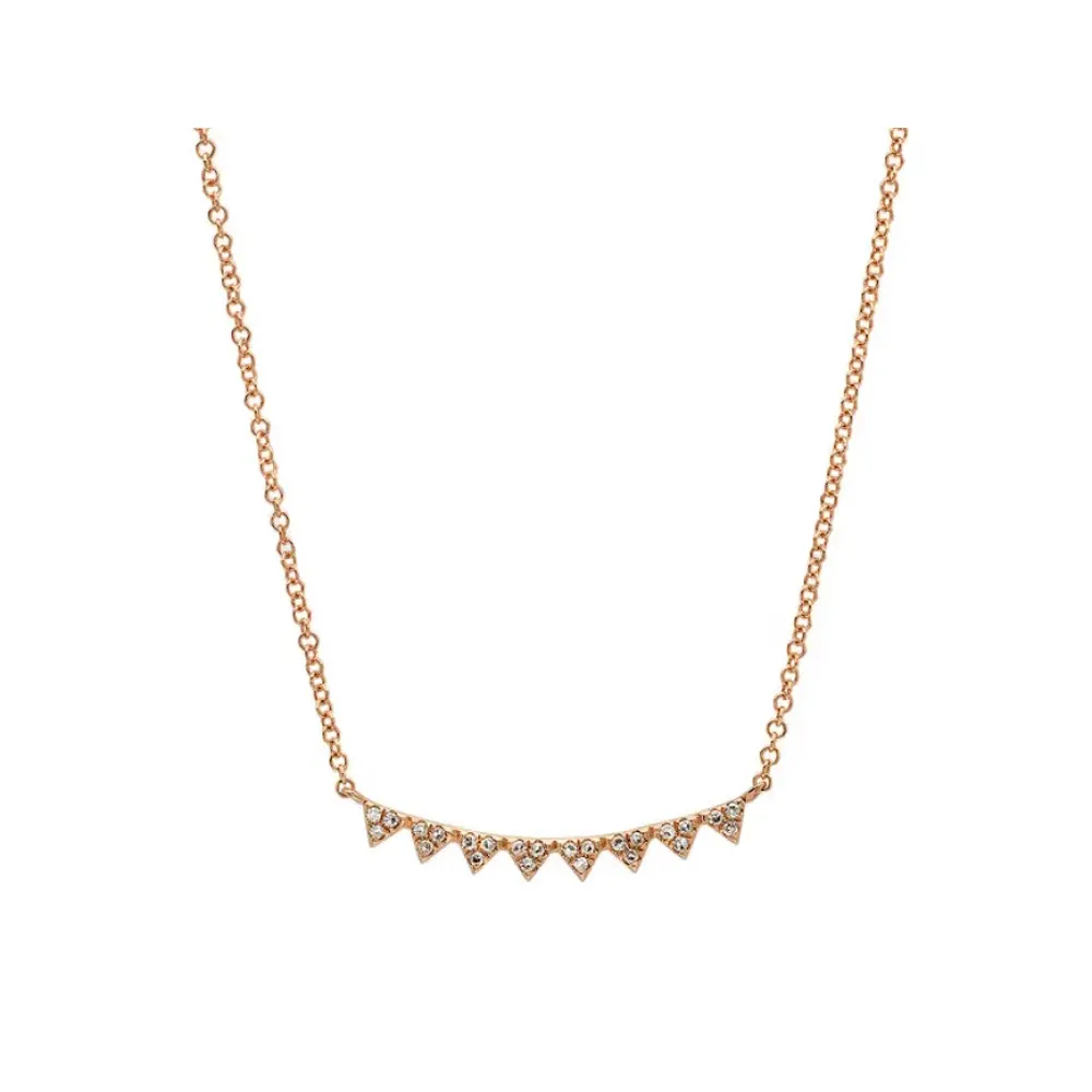 Solid 14K Rose Gold Genuine Diamond Spike Pendant Necklace Minimalist Manufacturer Supplier 16 "に18" Adjustable Chain Jewelry