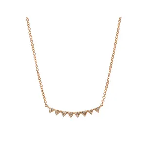 Solid 14K Rose Gold Genuine Diamond Spike Pendant Necklace Minimalist Manufacturer Supplier 16" to 18" Adjustable Chain Jewelry